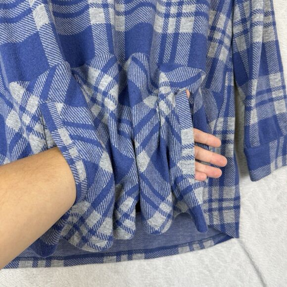Soft Surroundings Flannel Tunic Womens XL Petite Blue Plaid Cozy Cabin 1/2 Zip - Picture 3 of 10